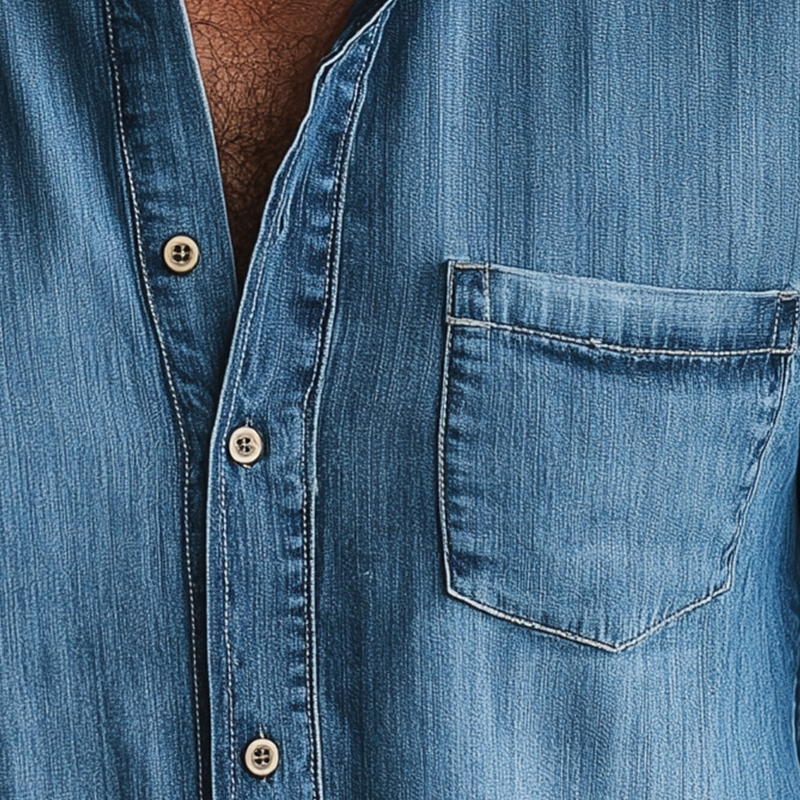Men's Vintage Washed Denim Long Sleeve Shirt MTA2567G9P