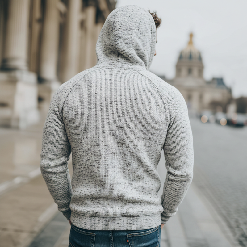 Men's Classic Casual Mottled Knit Slim Fit Hoodie MTA0345K9U