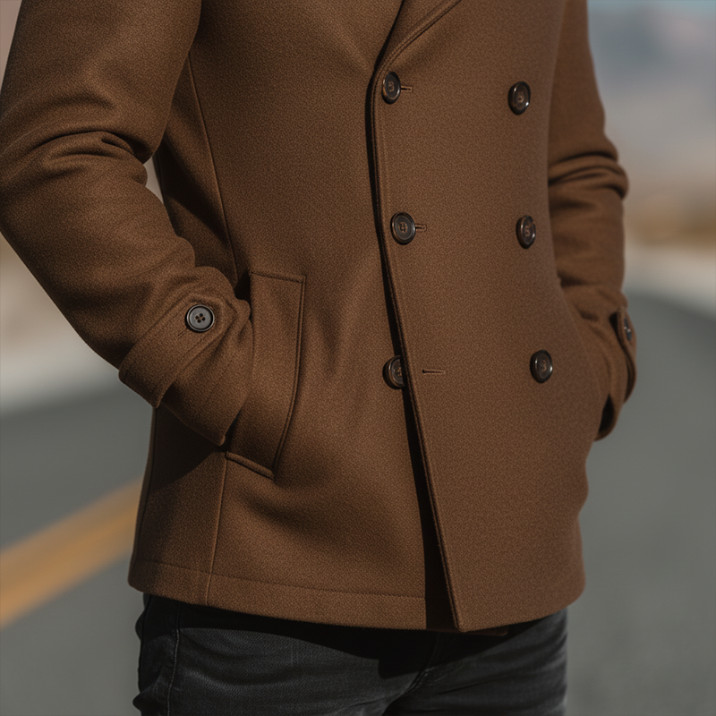Men's Winter Retro Double-breasted Imitation Wool Casual Short Coat MTA2349I8P