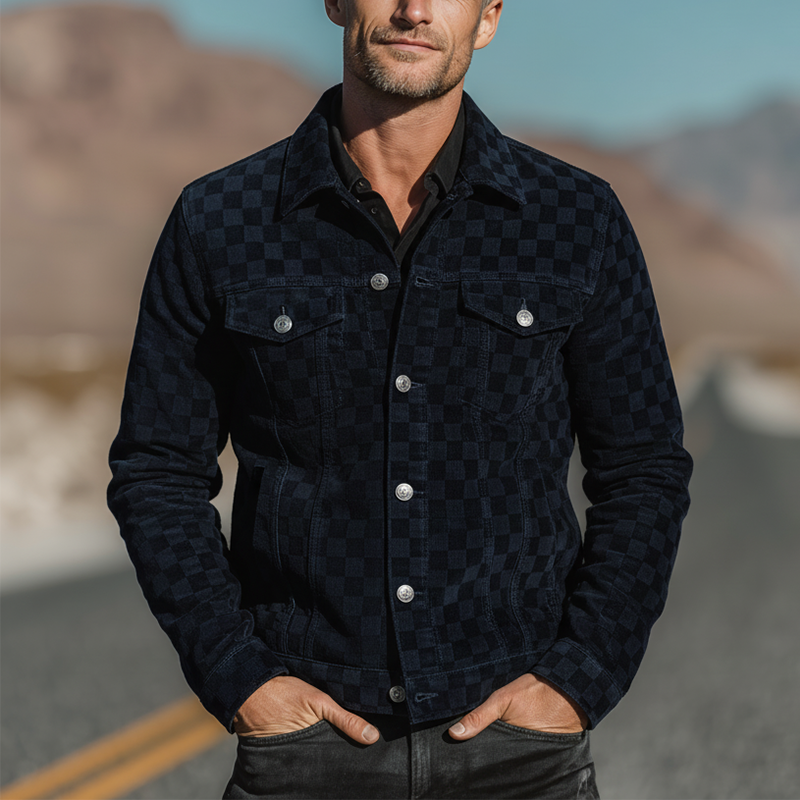 Men's Classic Vintage 3D Checkered Corduroy Jacket MTA3093I4P