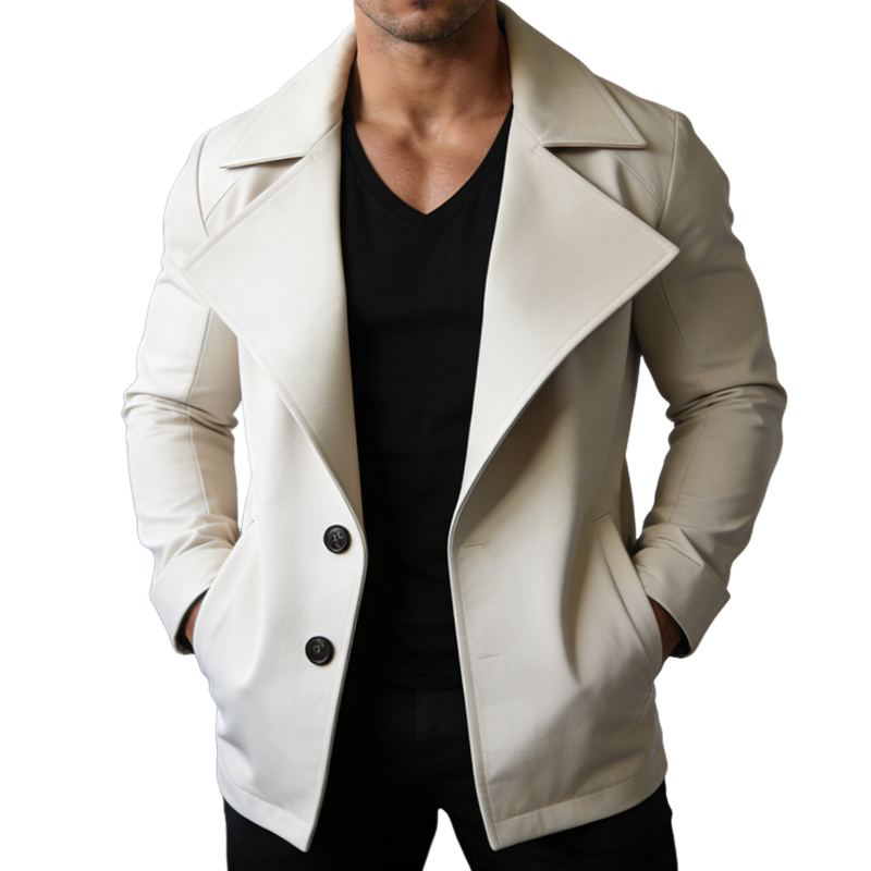 Men's Retro Casual Cotton Solid Color Lapel Jacket MTA1634L4TO