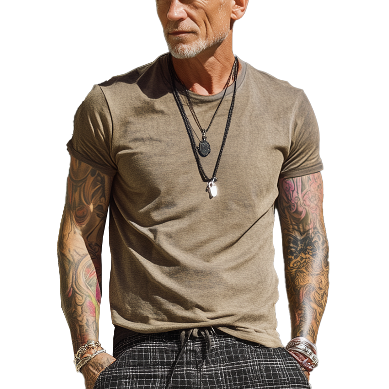 Men's Summer Thin Faux Suede Short Sleeve T-Shirt MTA1470G5P