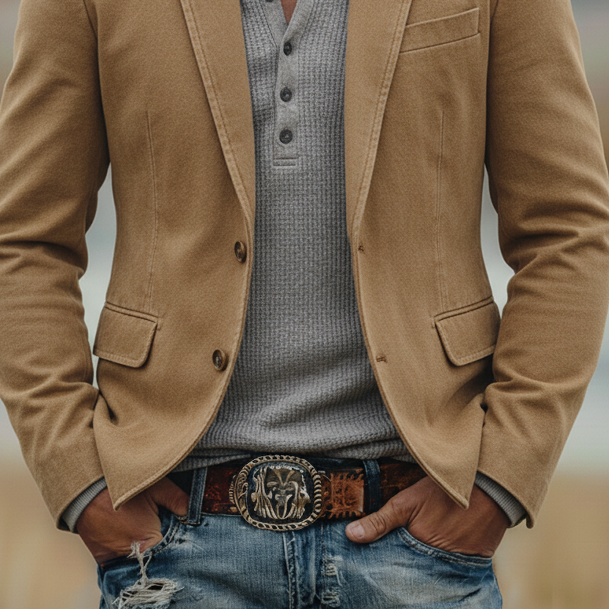 Men's Classic Casual Washed Cotton Blend Single-breasted Blazer MTA1667L5K