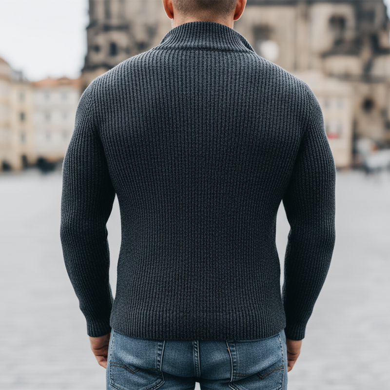 Men's Urban Slim-fit Stand-collar Zip-up Knitted Cardigan MTA2926L8U