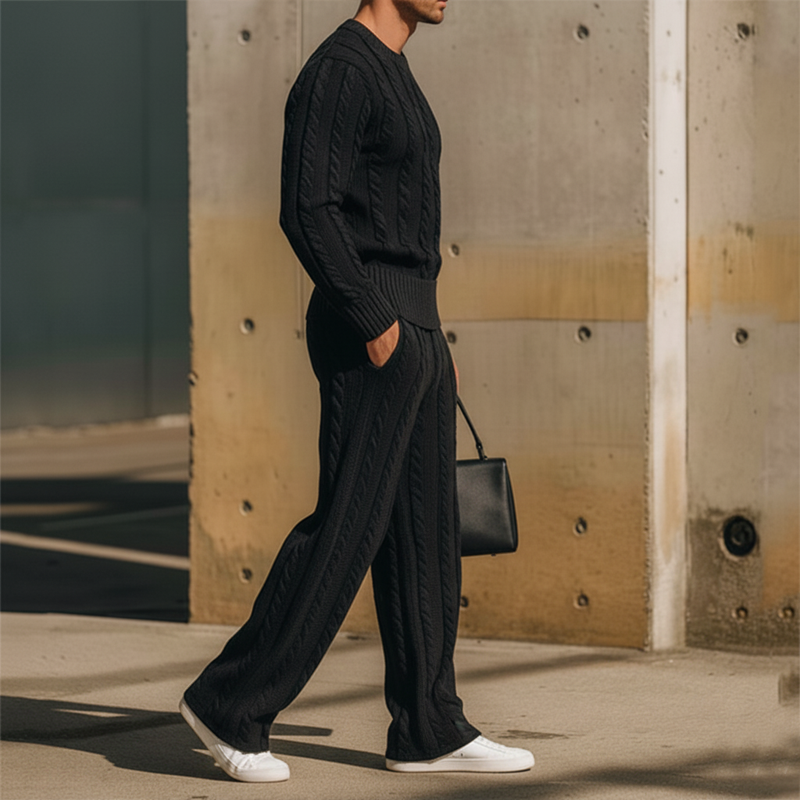 Men's Urban Solid Color Jacquard Knit Casual Pants MTA2211L2U