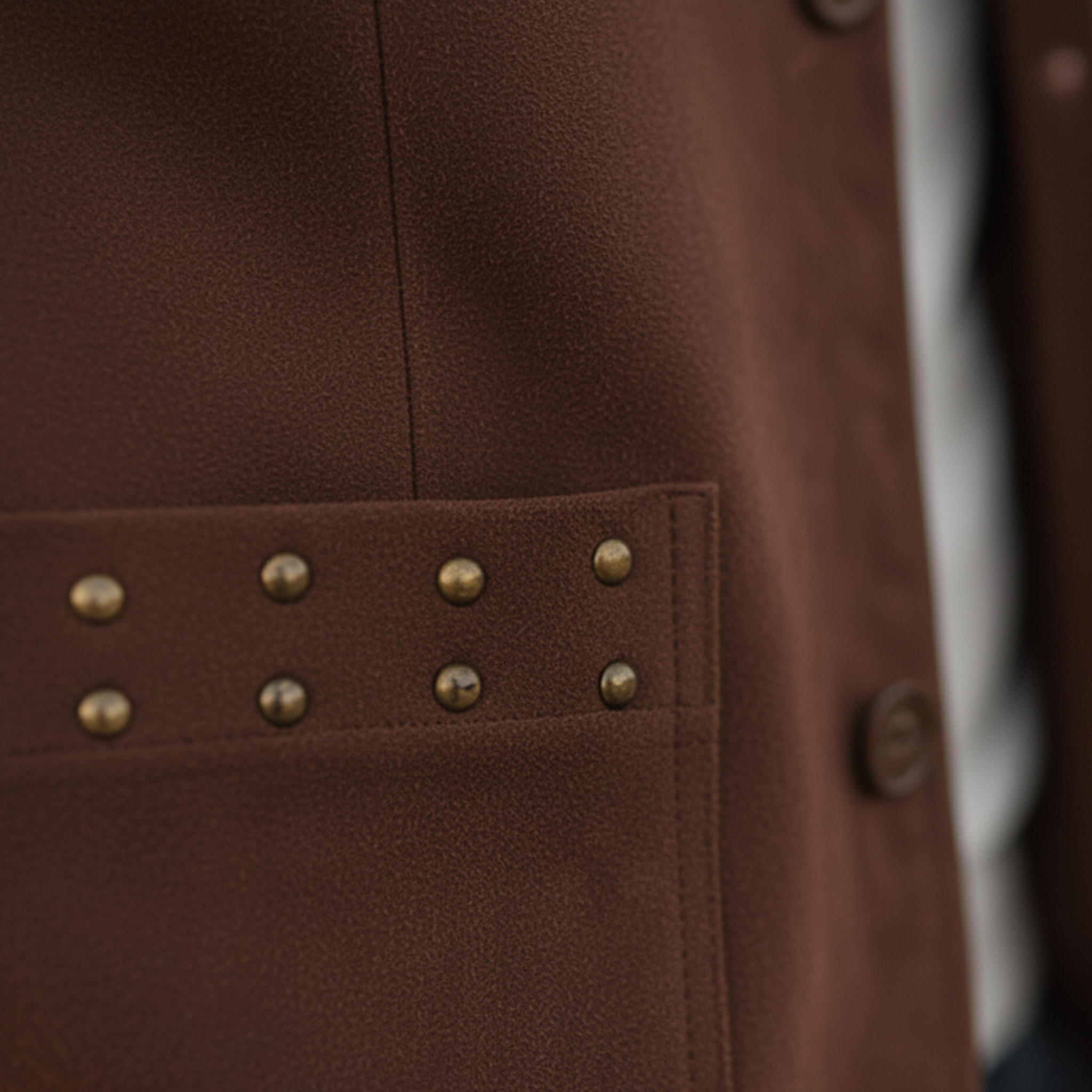 Men's Classic Retro Western Style Stand-up Collar Metal Studded Faux Suede Jacket MTA1045K4K