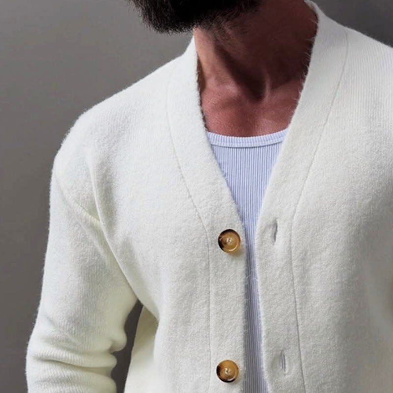 Men's Vintage Casual Cotton Yarn Button Knitted Sweater Collarless Cardigan MTA0940J2TO