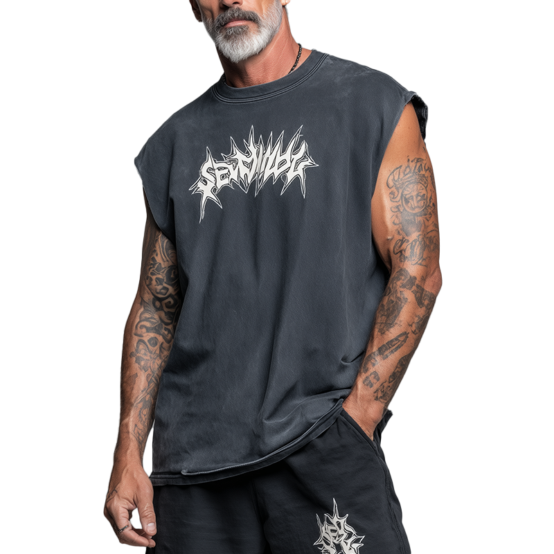 Men's Summer Fashion Printed Cotton Blended Sleeveless Tank Top MTA0581G8P