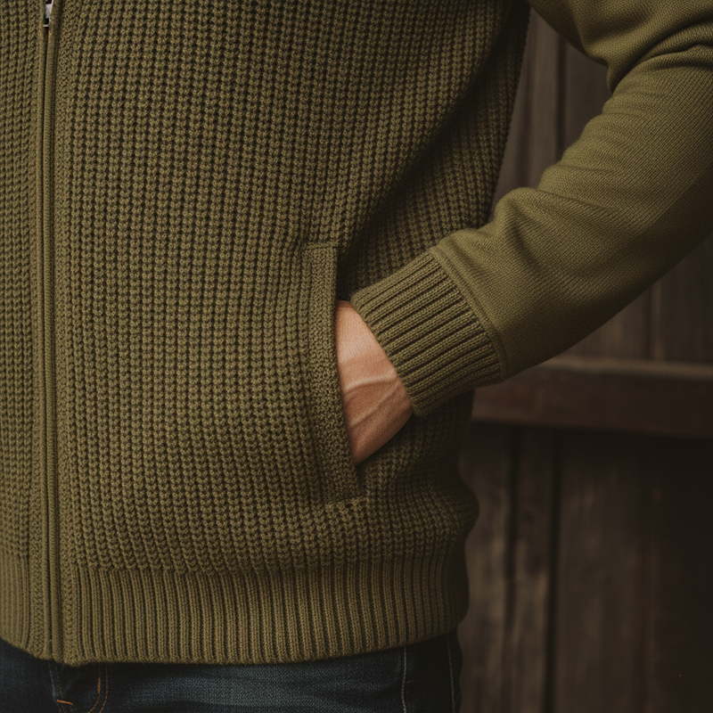 Men's Winter Fashionable Cotton Yarn Knitted Patchwork Cardigan MTA1348J2P