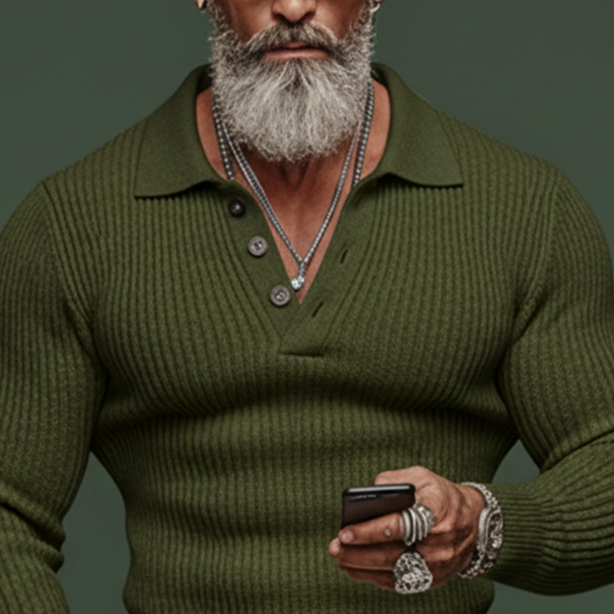 Men's Classic Casual Tough Style Polo Collar Slim Sweater MTA2831J3K