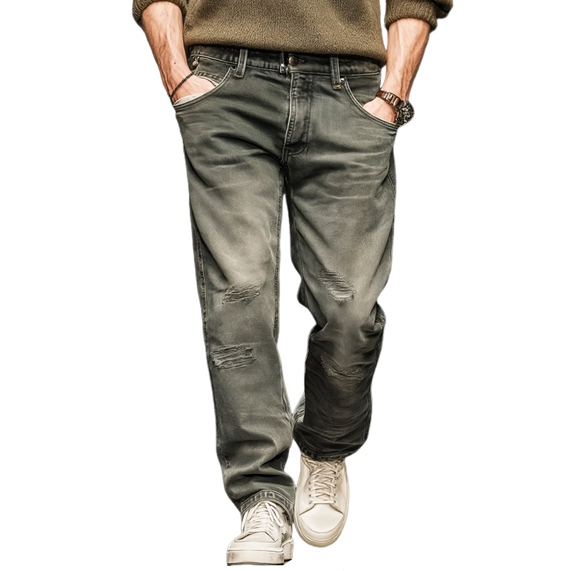 Men's Classic Stylish Gray-green Straight Jeans MTA2480J2U