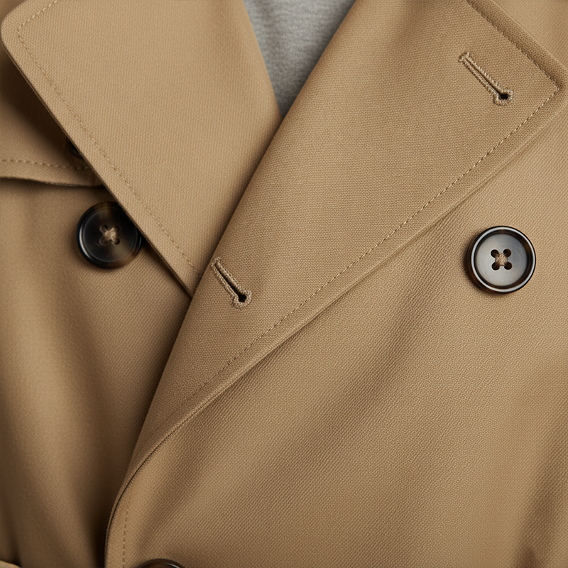 Men's Autumn Fashion Twill Cotton Double-Breasted Trench Coat (Including Belt) MTA1008J0P
