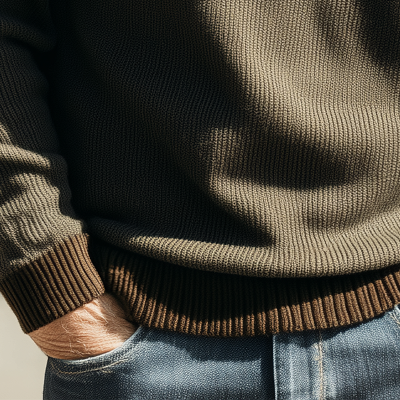 Men's Autumn And Winter Simple Knitted Henley Collar Warm Sweater MTA0880I3P