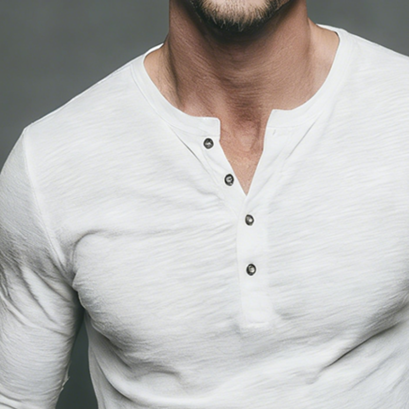 Men's Vintage Casual Henley Collar Long Sleeve T-Shirt MTZ2902A3TO