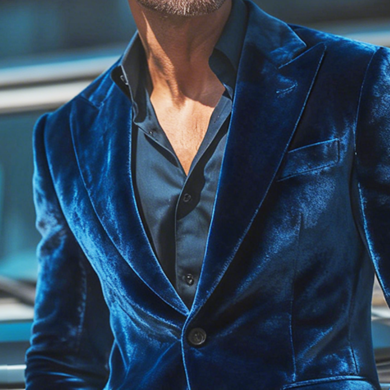 Men's Retro Casual Velvet Blazer MTA2514K0TO
