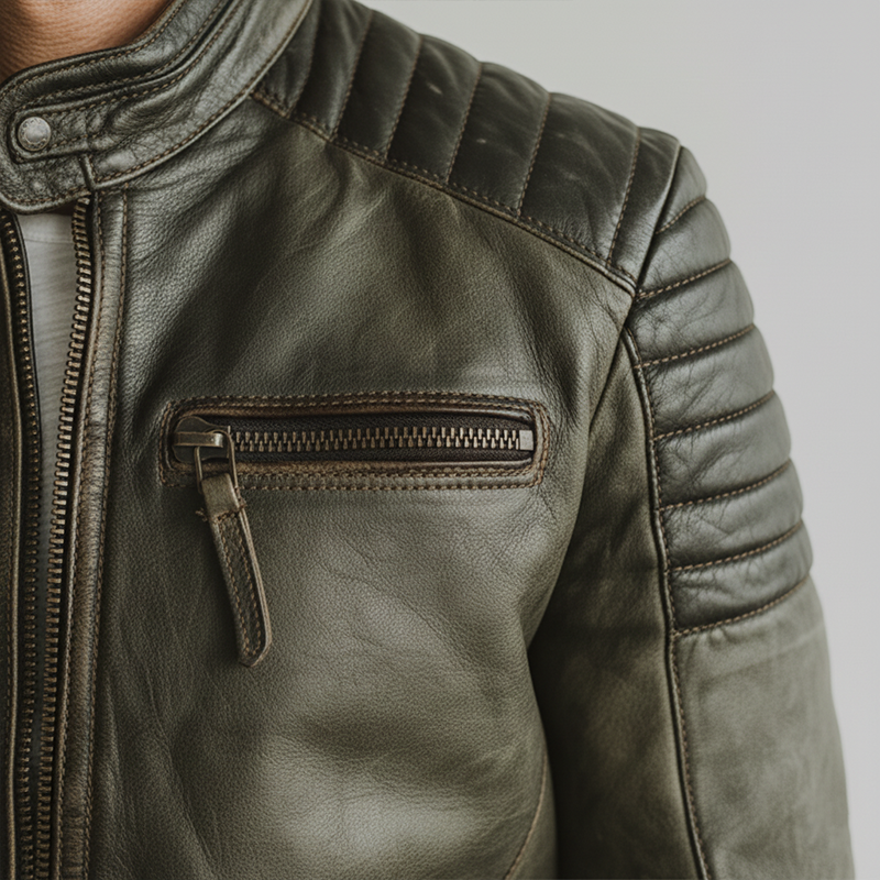 Men's Winter Retro Pattern PU Stitching Faux Leather Jacket MTA2003J3P