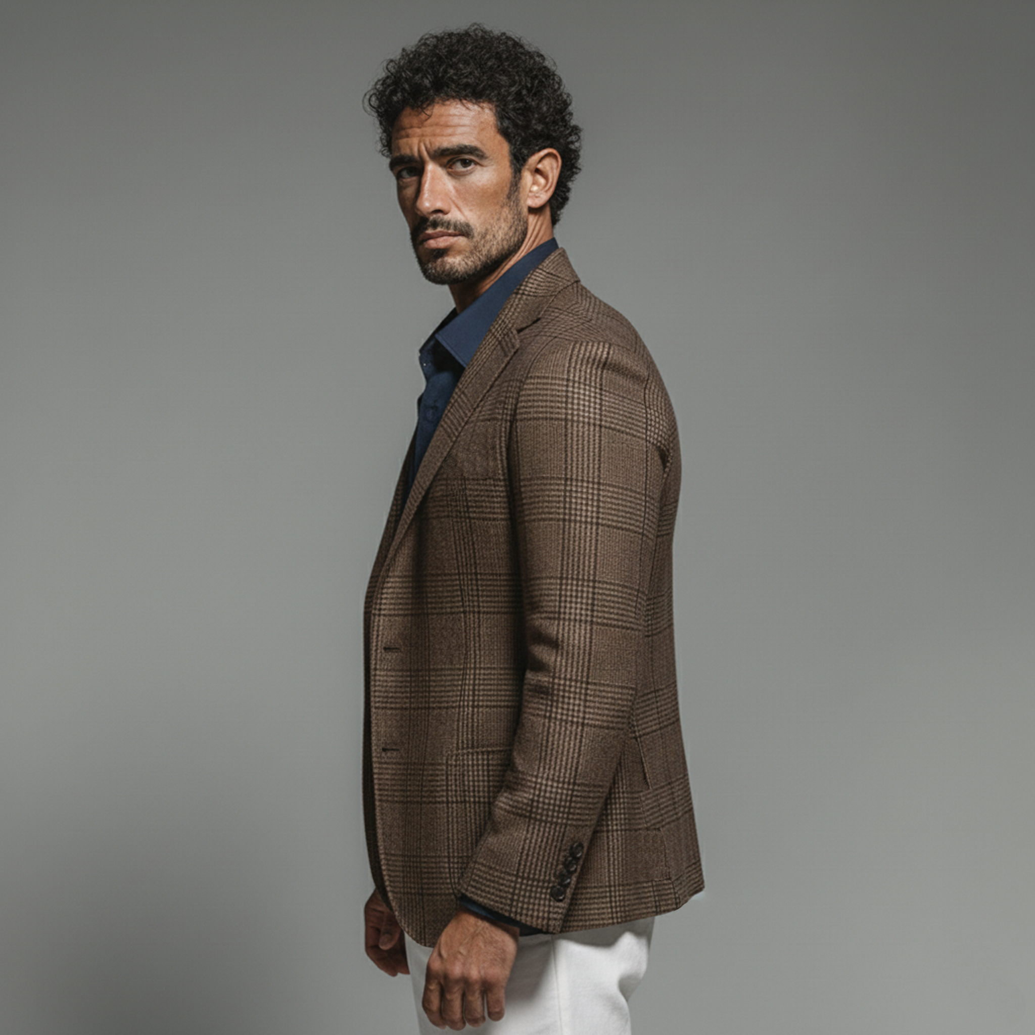 Men's Classic Vintage Houndstooth Blend Single-breasted Blazer MTA1643L7K