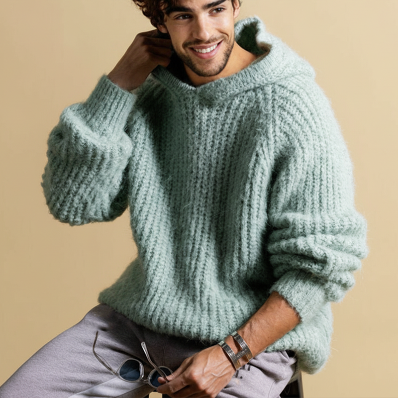 Men's Classic Casual Solid Color Knit Hoodie MTA1574J6U