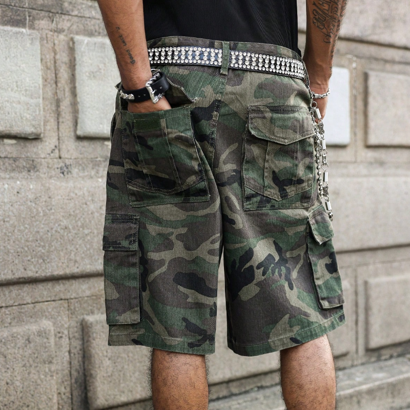 Men's Fashion Loose Camo Multi-pocket Cargo Shorts MTA1639F9Z