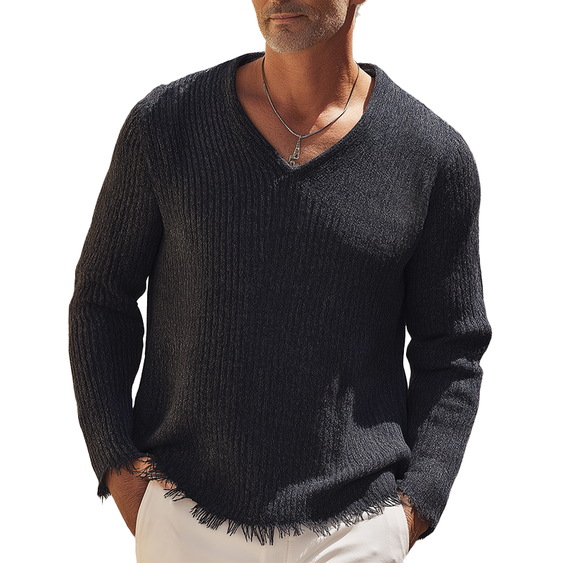 Men's Vintage Raw Edge Heathered Knitted Sweater MTA1367H6P