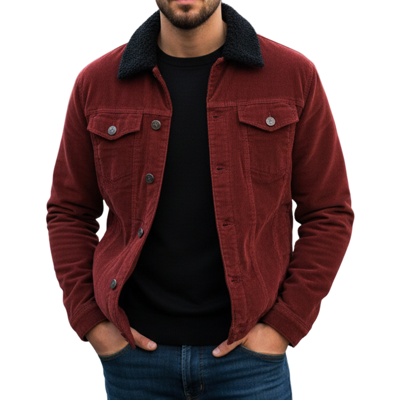 Men's Classic Suede And Fleece Collar Jacket MTA1740I9U