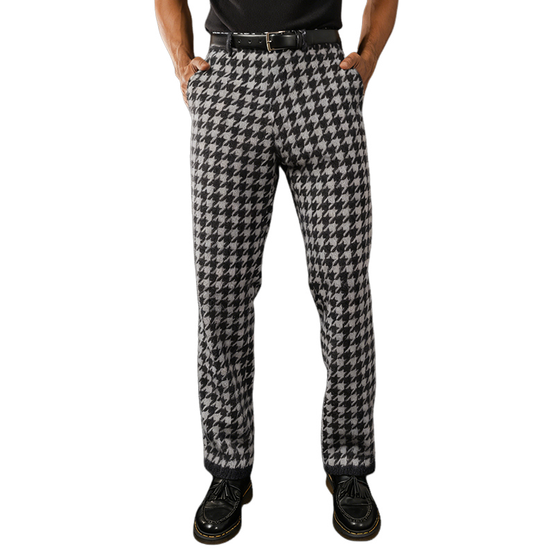 Men's Retro Casual Houndstooth Knit Pants MTA2226K2TO