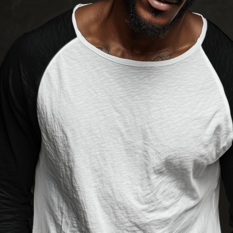 Men's Retro Casual Color Block Crew Neck Long Sleeve T-shirt MTZ0969B0TO