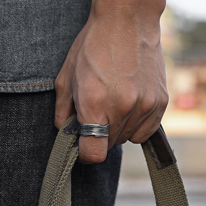 Men's Fashion Simple S925 Silver Adjustable Ring MTA3009F4M