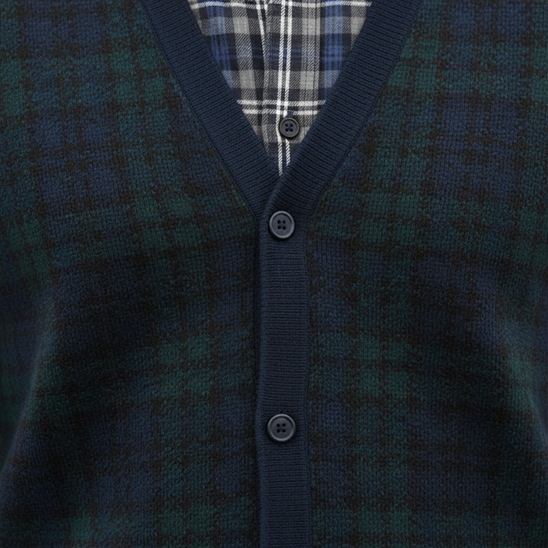 Men's Retro Color Block Plaid Cotton Knit Vest MTA1407K4P