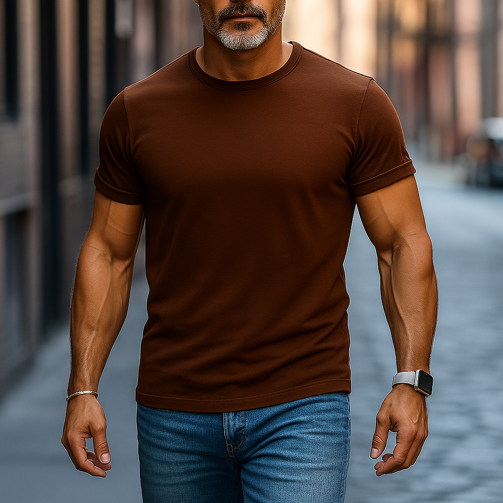 Men's Summer Basic Solid Color Cotton Short Sleeve T-Shirt MTA2169G1P