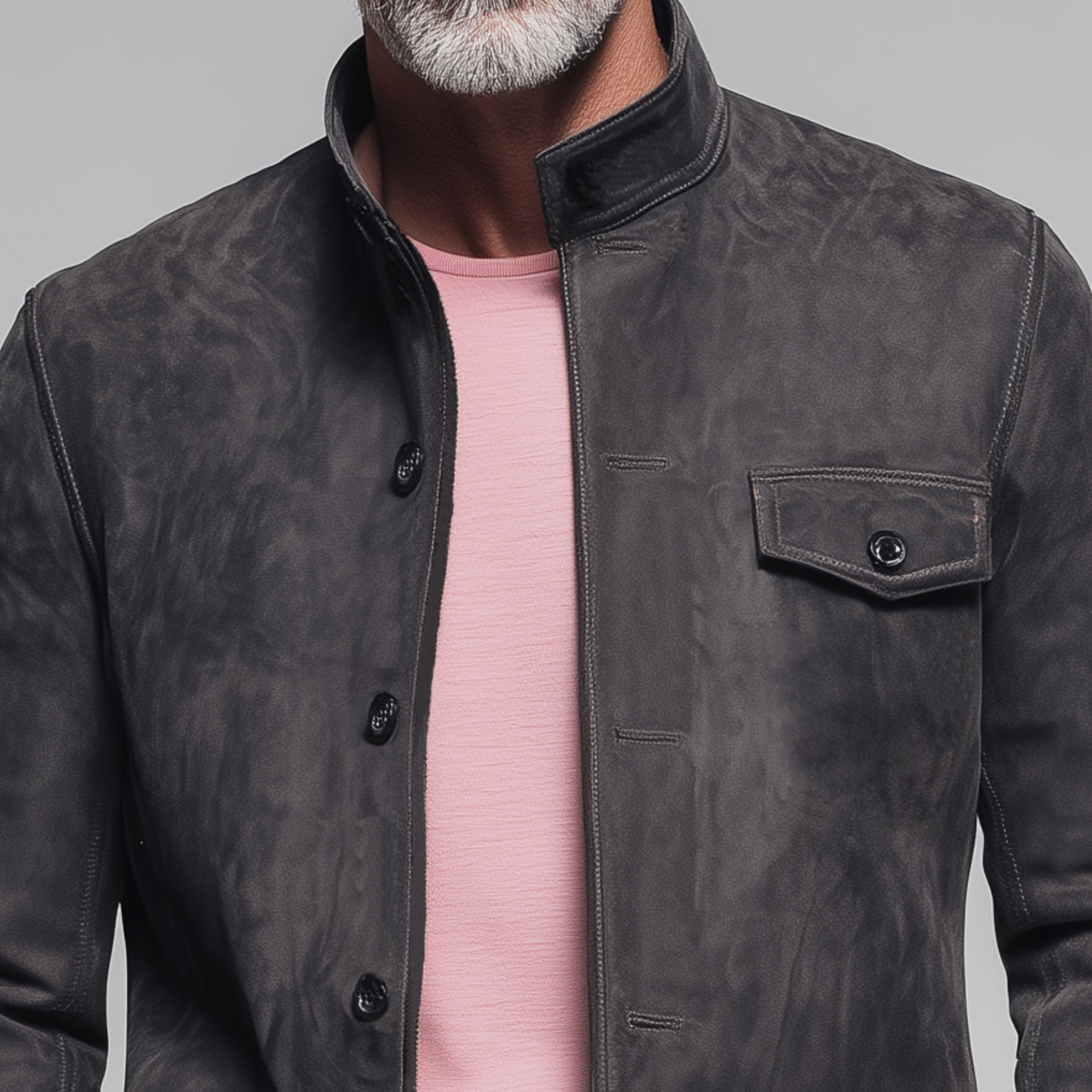 Men's Classic Casual Stand Collar Suede Jacket MTA2991H5K