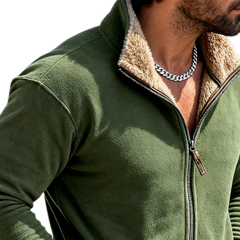 Men's Retro Casual Plush Warm Stand Collar Zipper Jacket MTA2426J3TO