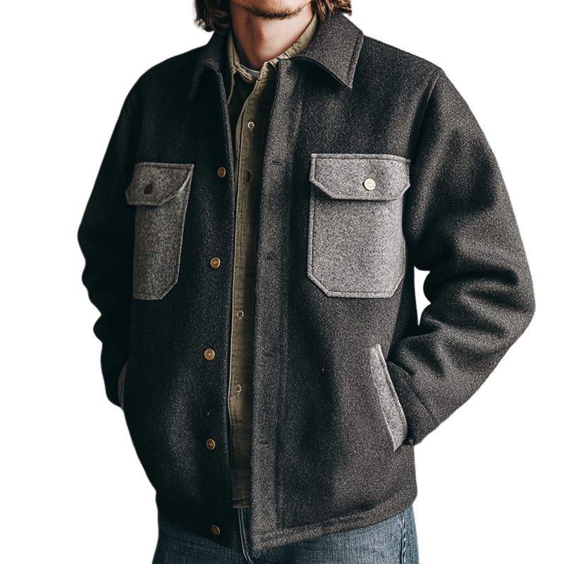 Men's Retro Casual Colorblock Acrylic Lapel Jacket MTA0957I9TO