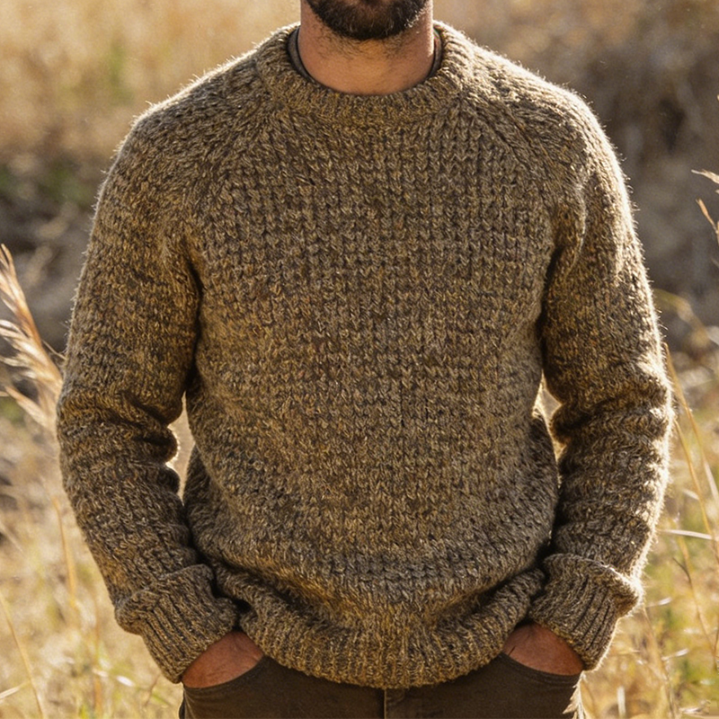 Men's Retro Casual Knit Crew Neck Sweater MTA1237L3TO