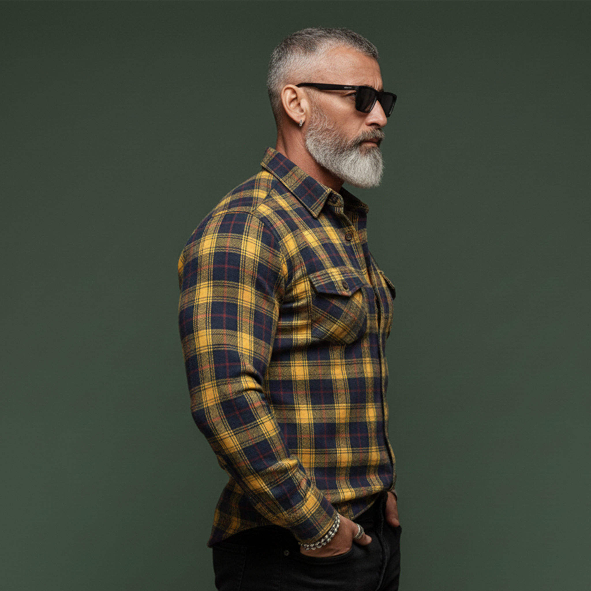 Men's Classic Casual Plaid Brushed Cotton Blend Long-sleeved Shirt MTA1374K4K