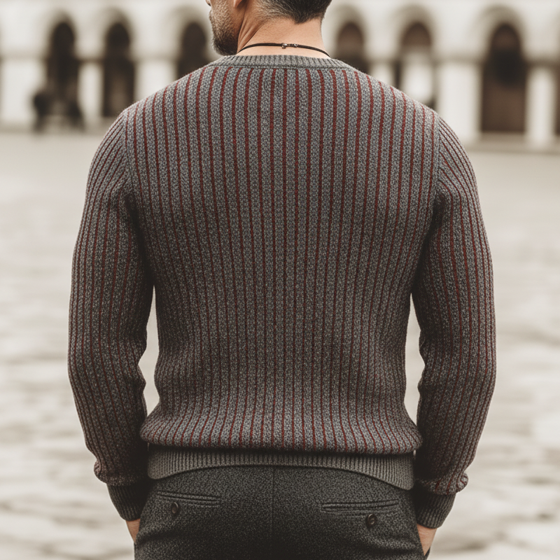 Men's Urban Business V-Neck Striped Knit Sweater MTA1933K7U