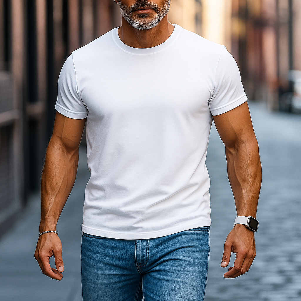 Men's Summer Basic Solid Color Cotton Short Sleeve T-Shirt MTA2169G1P