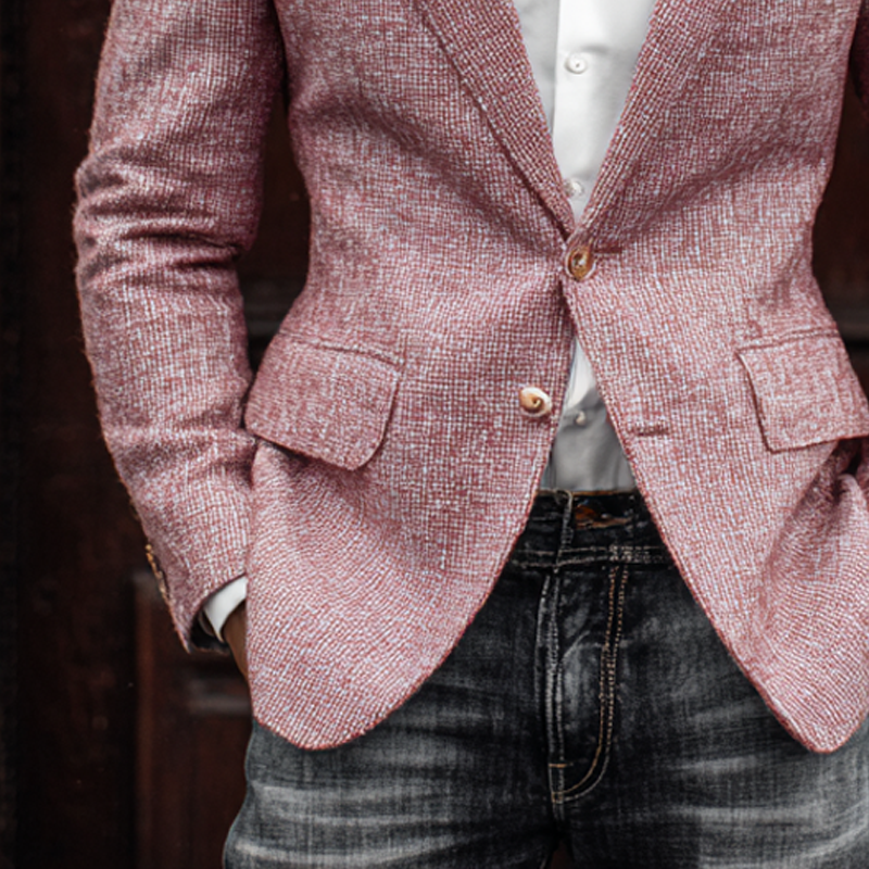 Men's Vintage Tweed Notch Lapel Two Buttons Casual Blazer MTA2991H1Z