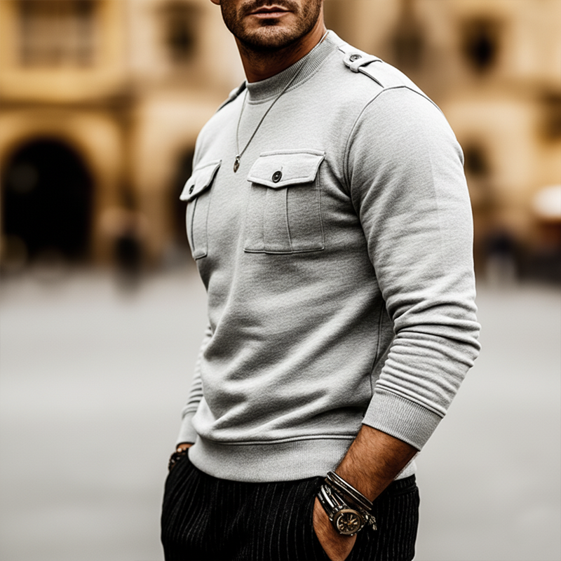 Men's Classic Urban Light Gray Crewneck Sweatshirt MTZ0749A2U