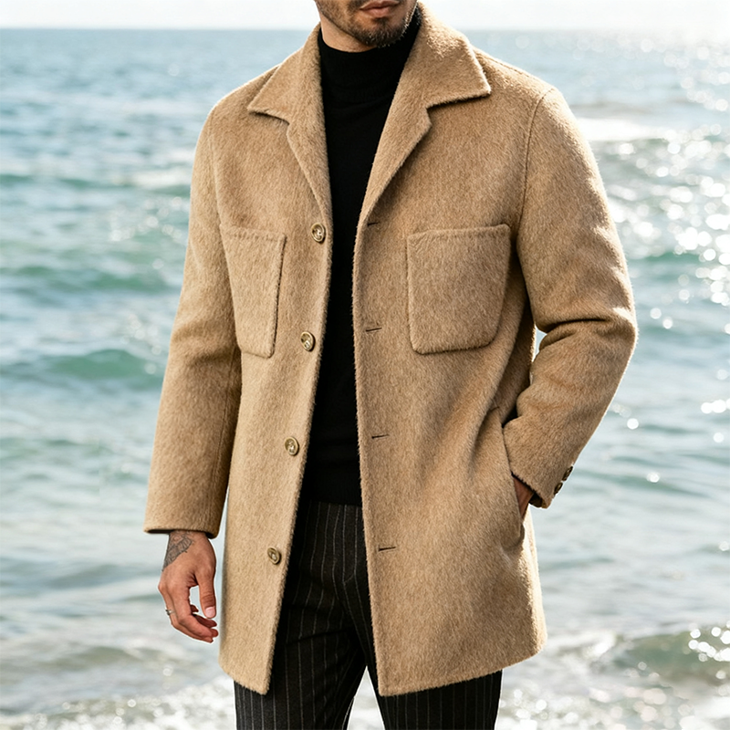 Men's Retro Casual Solid Color Mid-Length Coat MTA1068K8TO