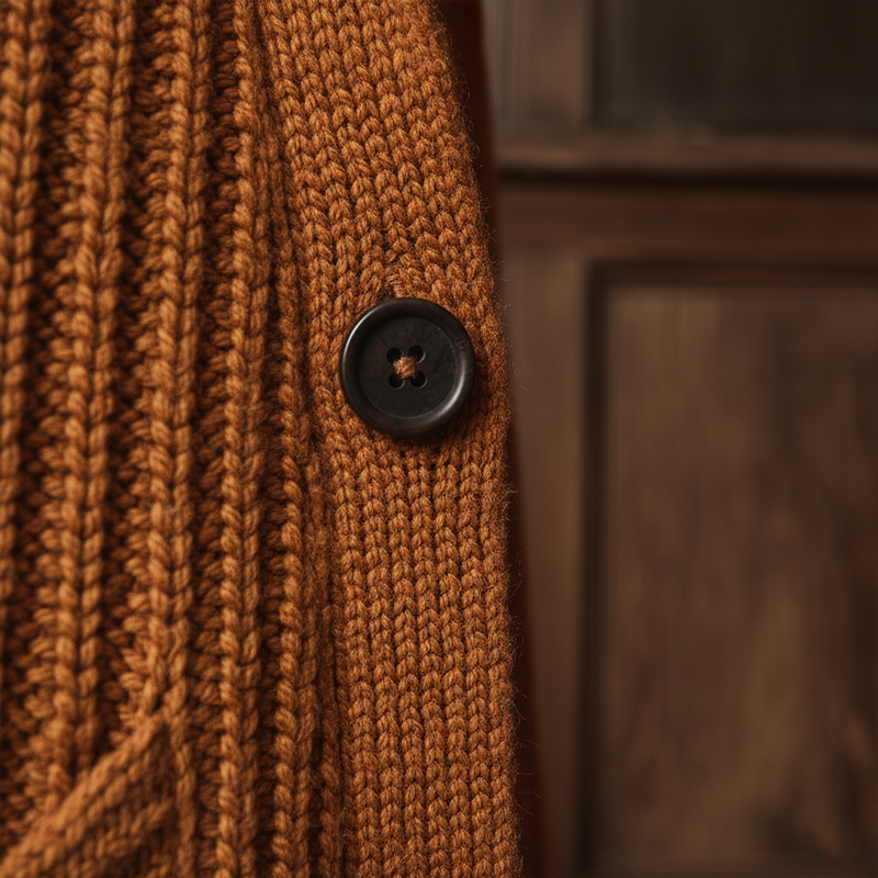 Men's Winter Fashion Shawl Collar Ribbed Cotton Yarn Knitted Mid-length Cardigan MTA1597J2P