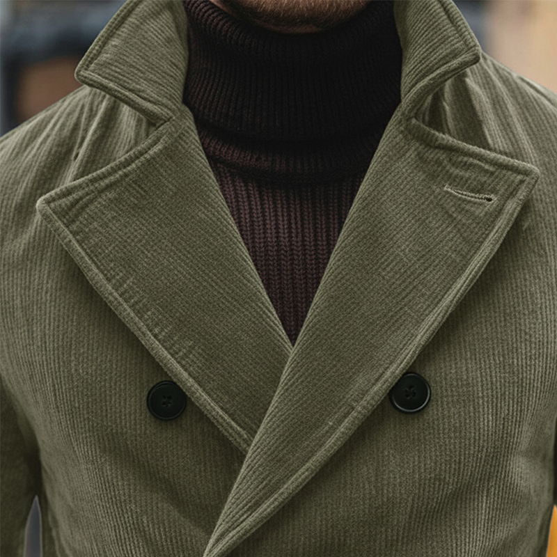 Men's Winter Retro Glossy Corduroy Double-Breasted Warm Jacket MTA1307K5P