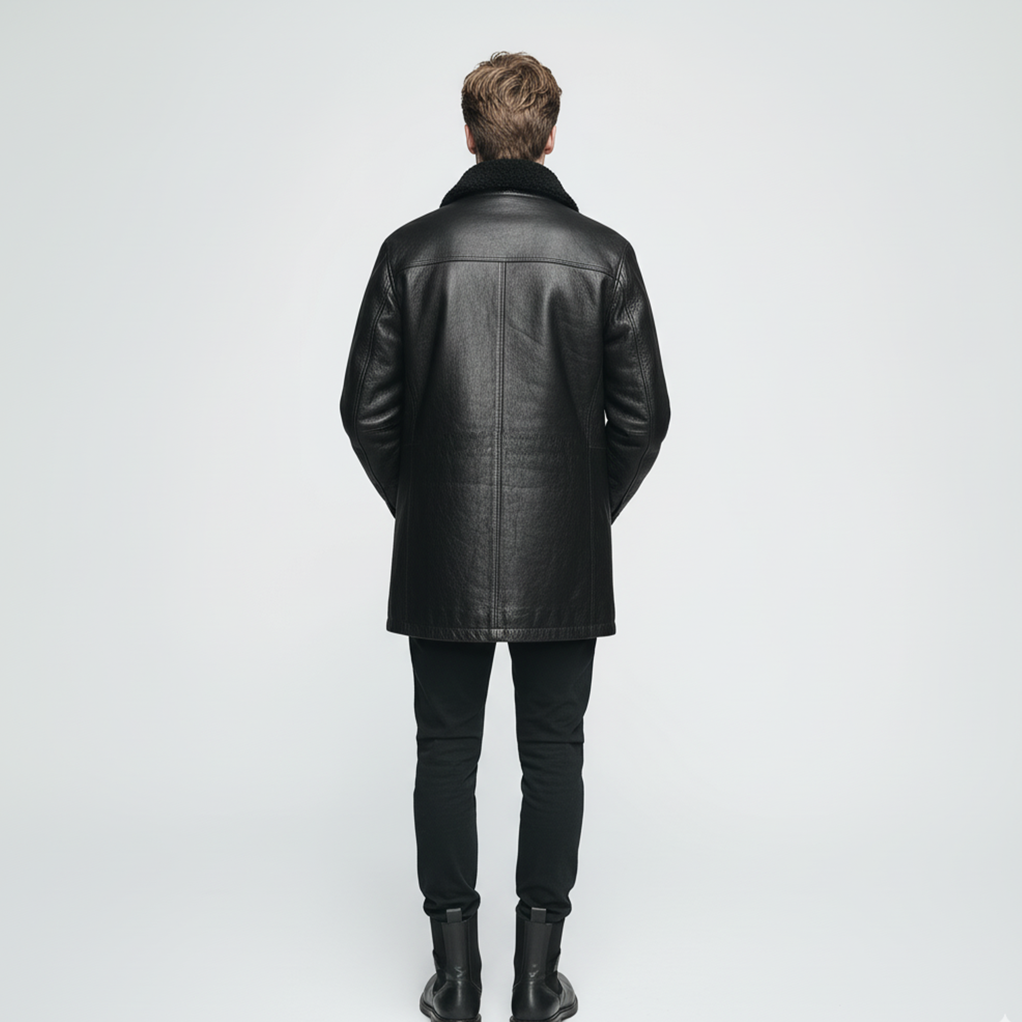 Men's Classic Vintage Polar Fleece Collar Multi-pocket PU Leather Jacket MTA1326I8K