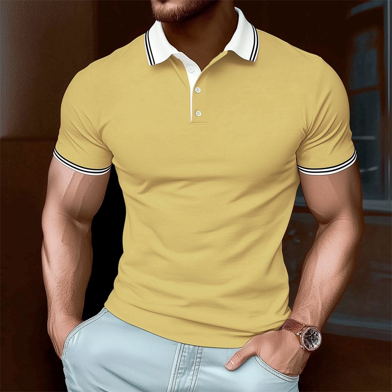 Men's Summer Business Cotton Short Sleeve POLO Shirt MTA2399G6U