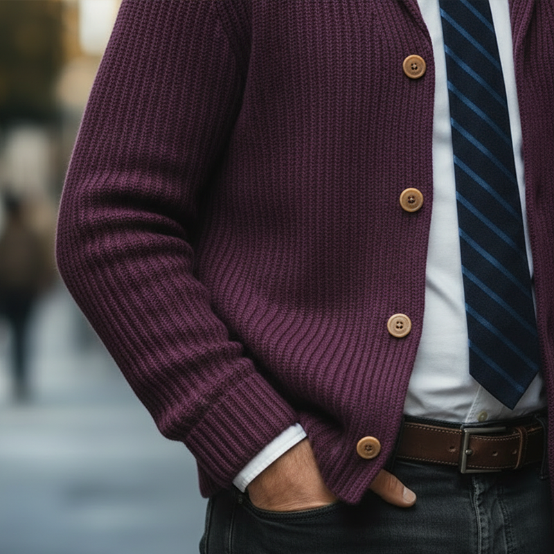 Men's Winter Retro Cotton Yarn Knitted Button Cardigan MTA1948L0P