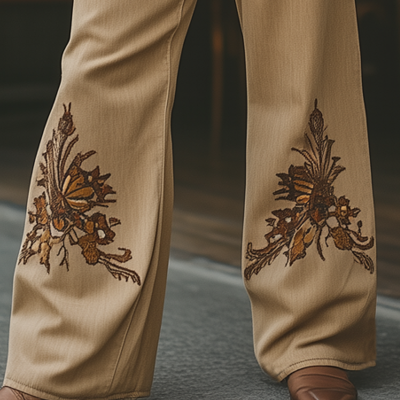 Herrejeans i western cowboy-stil med broderte løse jeans MTA1313F6U