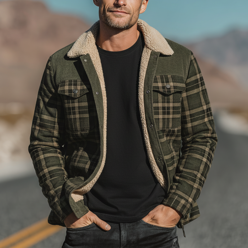 Men's Winter Fashion Plaid Fleece Lined Jacket MTA2495I6P