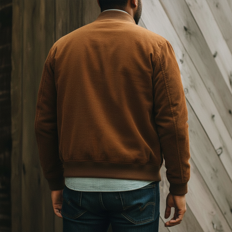 Men's Classic Caramel Corduroy Zip-Up Jacket MTA0607K9U