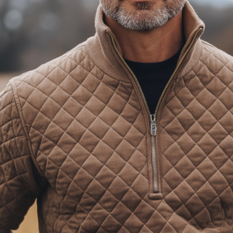 Men's Retro Casual Quilted Zipper Warm Sweatshirt MTA1011K1TO