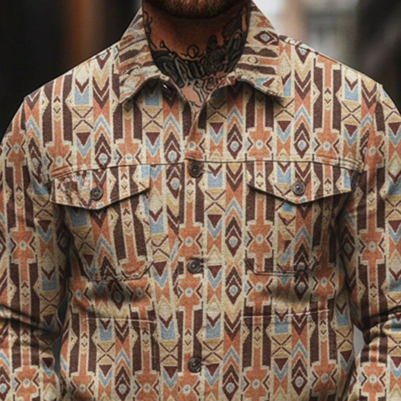 Men's Retro Ethnic Style Jacquard Collar Jacket MTA2451K9X